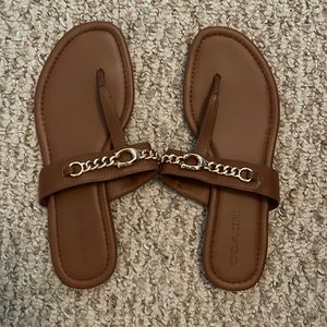 COACH Leather Chain T Sandals (Size 10)